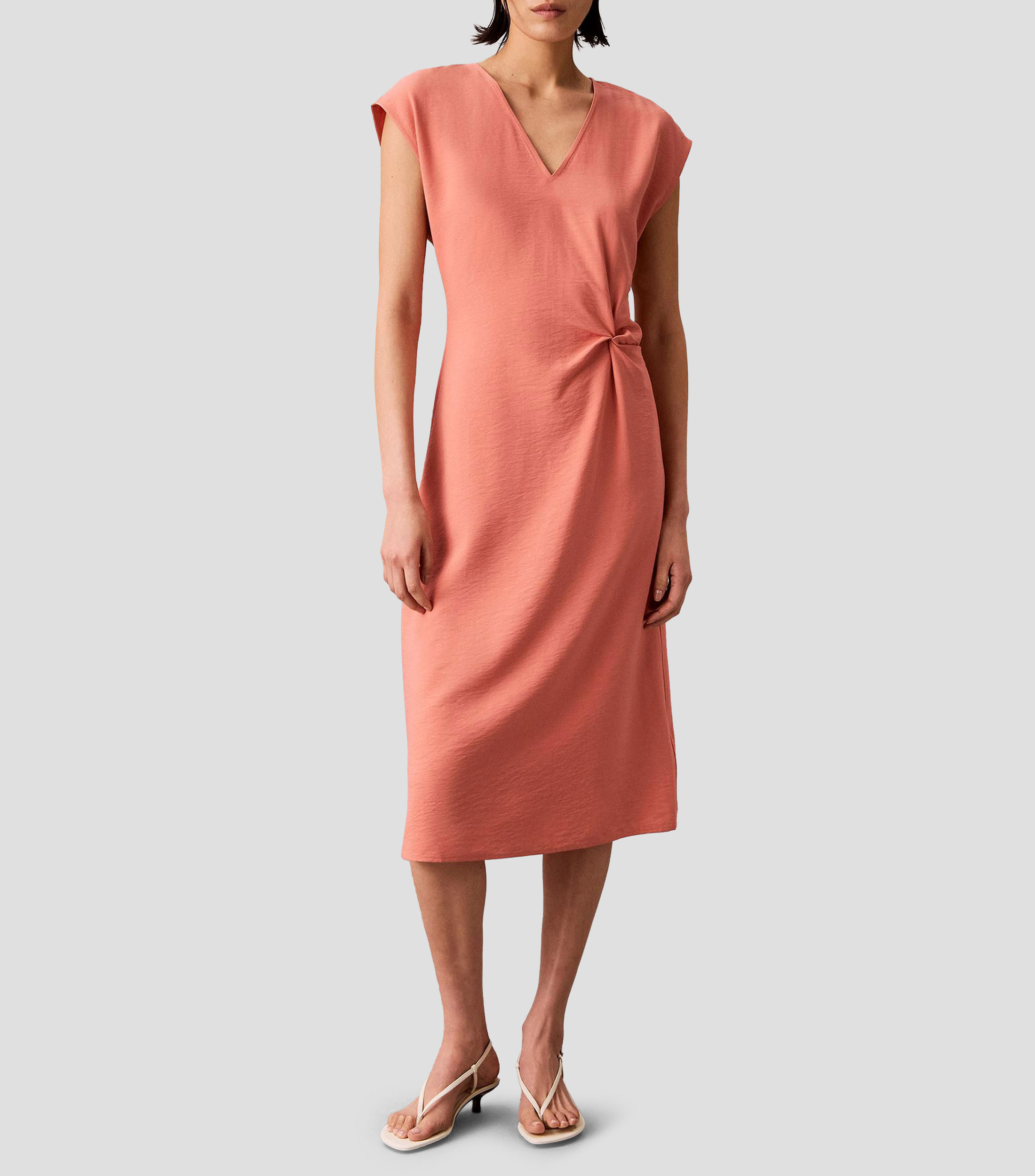 Vestido midi liso Mujer